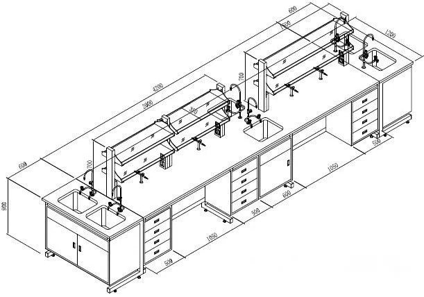 Dimensional drawing of a laboratory using a Stainless Steel Lab Table with Drawer Dimensional drawing of a laboratory using a Stainless Steel Lab Table with Drawer